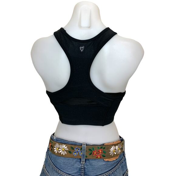 Betsey Johnson Black Sports Bra XS Longline Sparkle Glitter Low Impact NEW - Picture 3 of 6